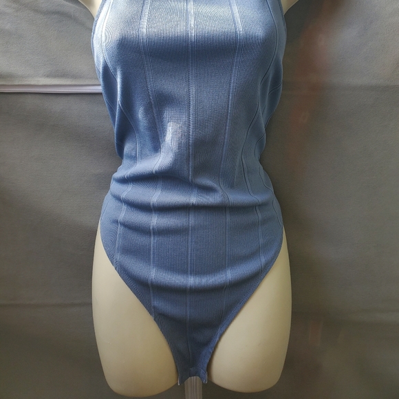 ๐3 for $25๐ Dare to Bare Powder Blue Body suit with Chain Halter Straps - Picture 3 of 12